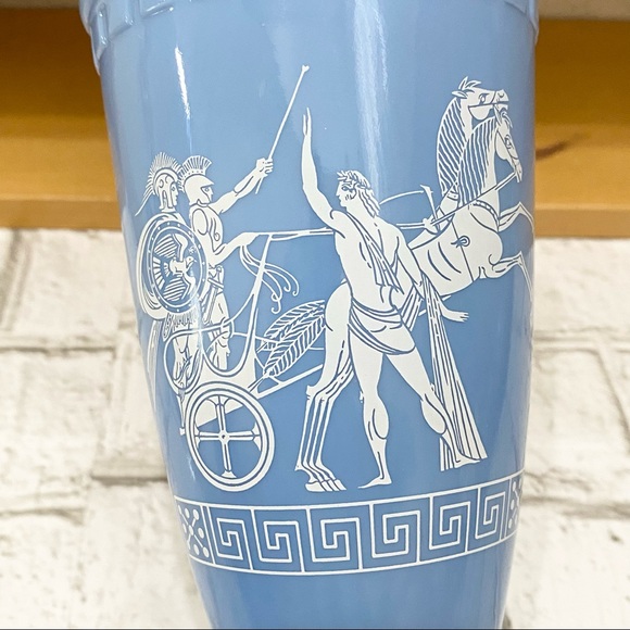 Vintage 1960’s Jim Beam Greek Roman Style Blue Milk glass Decanter NO LID - Picture 10 of 12